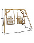 87" Natural Solid Wood Outdoor Double Swing Chair