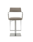 Taupe And Silver Faux Leather And Steel Bar Chair