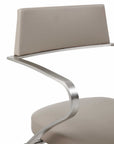 Taupe And Silver Faux Leather And Steel Bar Chair