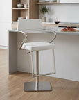 White And Silver Faux Leather And Steel Bar Chair