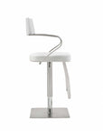 White And Silver Faux Leather And Steel Bar Chair
