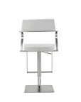 White And Silver Faux Leather And Steel Bar Chair