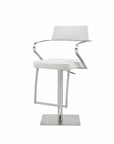 White And Silver Faux Leather And Steel Bar Chair