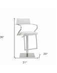 White And Silver Faux Leather And Steel Bar Chair