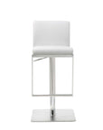White And Silver Faux Leather And Steel Bar Chair
