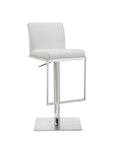 White And Silver Faux Leather And Steel Bar Chair