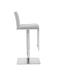 White And Silver Faux Leather And Steel Bar Chair