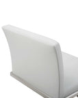 White And Silver Faux Leather And Steel Bar Chair