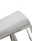 White And Silver Faux Leather And Steel Bar Chair