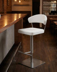 White And Silver Faux Leather And Steel Bar Chair