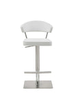 White And Silver Faux Leather And Steel Bar Chair