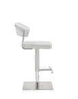 White And Silver Faux Leather And Steel Bar Chair