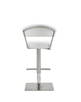 White And Silver Faux Leather And Steel Bar Chair