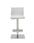 White And Silver Faux Leather And Steel Counter Height Bar Chair
