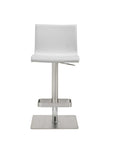 White And Silver Faux Leather And Steel Counter Height Bar Chair