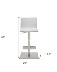 White And Silver Faux Leather And Steel Counter Height Bar Chair