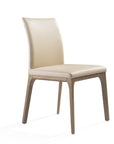Set of Two Taupe and Brown Upholstered Faux Leather Dining Side Chairs