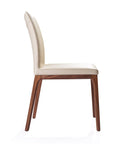 Set of Two Taupe and Brown Upholstered Faux Leather Dining Side Chairs