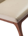 Set of Two Taupe and Brown Upholstered Faux Leather Dining Side Chairs