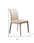 Set of Two Taupe and Brown Upholstered Faux Leather Dining Side Chairs