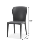 Set of Two Gray Upholstered Faux Leather Dining Side Chairs