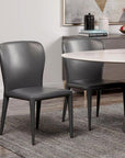 Set of Two Gray Upholstered Faux Leather Dining Side Chairs