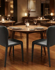 Set of Two Gray Upholstered Faux Leather Dining Side Chairs