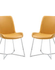 Set of Two Orange and Silver Upholstered Dining Side Chairs