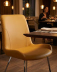 Set of Two Orange and Silver Upholstered Dining Side Chairs