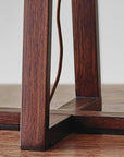 Walnut Wood Finish Linen Fabric Shade Table Lamp