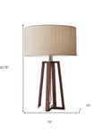 Walnut Wood Finish Linen Fabric Shade Table Lamp