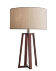 Walnut Wood Finish Linen Fabric Shade Table Lamp