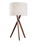Tripod Leg Walnut Wood Table Lamp