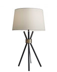 Black Metal Tripod Leg With Antique Brass Accent Table Lamp