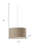 Burlap Fabric Light Brown Electric Drum Pendant Lamp