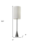Black Nickel Finish Metal Tall White Shade Table Lamp