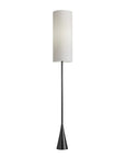 74" Black Floor Lamp With White Fabric Shade
