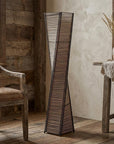 50" Black Floor Lamp With Black and Tan Twisted Cylinder Shade