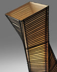 50" Black Floor Lamp With Black and Tan Twisted Cylinder Shade