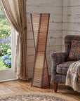 50" Black Floor Lamp With Black and Tan Twisted Cylinder Shade