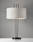 Stylish Triple Pole Brushed Steel Metal Table Lamp
