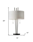 Stylish Triple Pole Brushed Steel Metal Table Lamp
