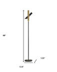 68" Black Metal LED Floor Lamp With Black Metal Cylinder Shade