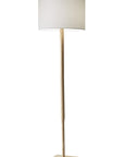 59" Natural Solid Wood Floor Lamp With White Linen Drum Shade
