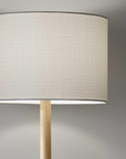 59" Natural Solid Wood Floor Lamp With White Linen Drum Shade