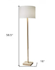 59" Natural Solid Wood Floor Lamp With White Linen Drum Shade