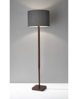 59" Natural Solid Wood Floor Lamp With White Linen Drum Shade