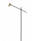 63" Black And Gold Adjustable LED Task Floor Lamp With Antiqued Brass Metal Cylinder Shade