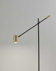 63" Black And Gold Adjustable LED Task Floor Lamp With Antiqued Brass Metal Cylinder Shade