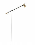 63" Black And Gold Adjustable LED Task Floor Lamp With Antiqued Brass Metal Cylinder Shade